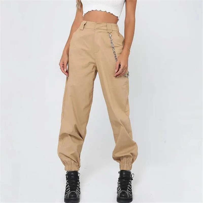 Брюки султанки женские с завышенной талией однотонные боевые штаны карго