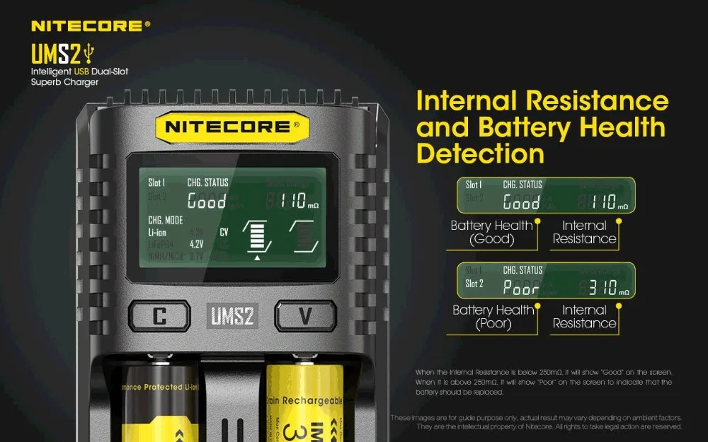 NITECORE UMS4 UMS2 интеллектуальное QC быстрое зарядное устройство 4A большой ток мульти-совместимое USB зарядное устройство