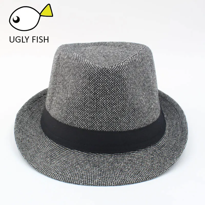 Унисекс Шерсть Fedora Hat Fedora головные уборы для мужчин и женщин фетровая шляпа trilby головные уборы для мужчин черный
