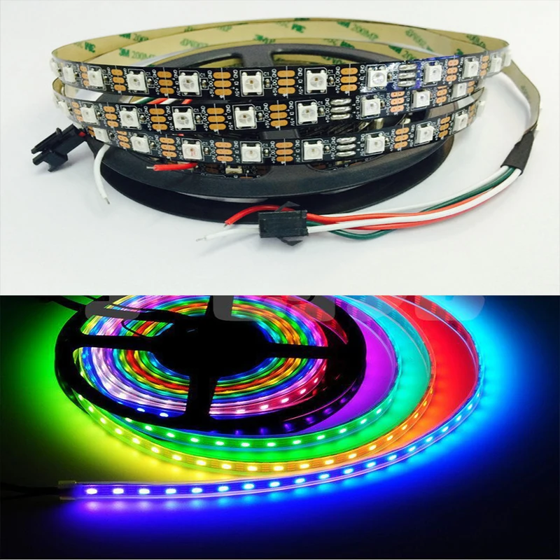 WS2812B ws2812 30/60/144 пикселей 5050 rgb индивидуально Адресуемая Светодиодная лента