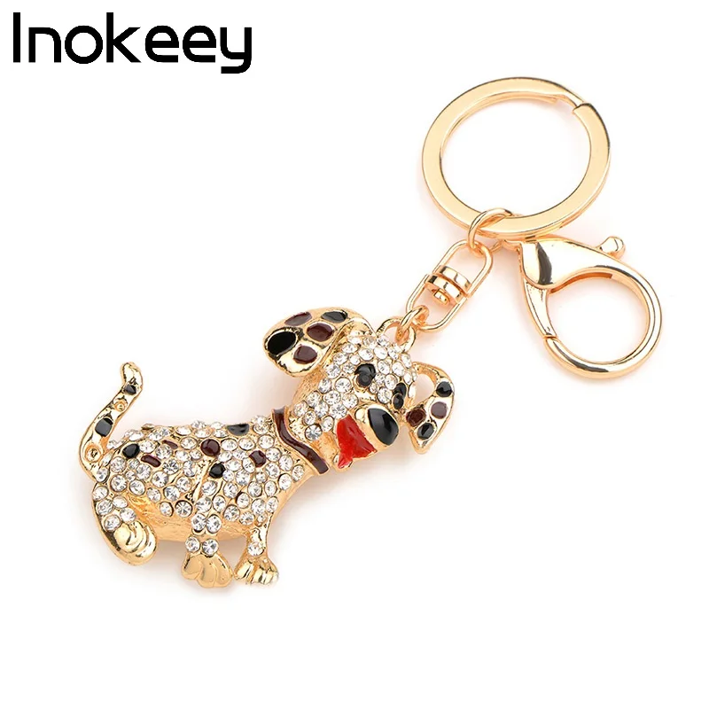 Inokeey металлический брелок для ключей с изображением собаки стразы из сплава