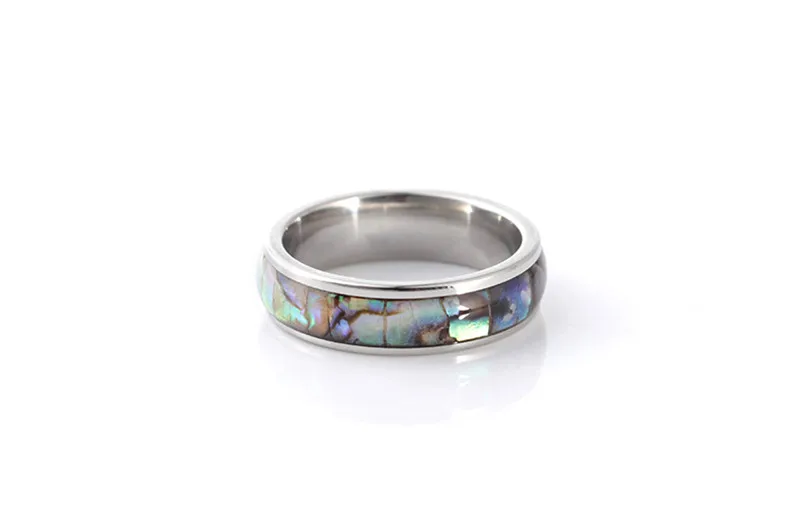 6mm Silver Модные 6 мм нержавеющая сталь Абалон ракушки инкрустация простой кольцо для женщин и мужчин обручальные кольца любителей ювелирных изделий - Цвет основного камня: 6mm Silver