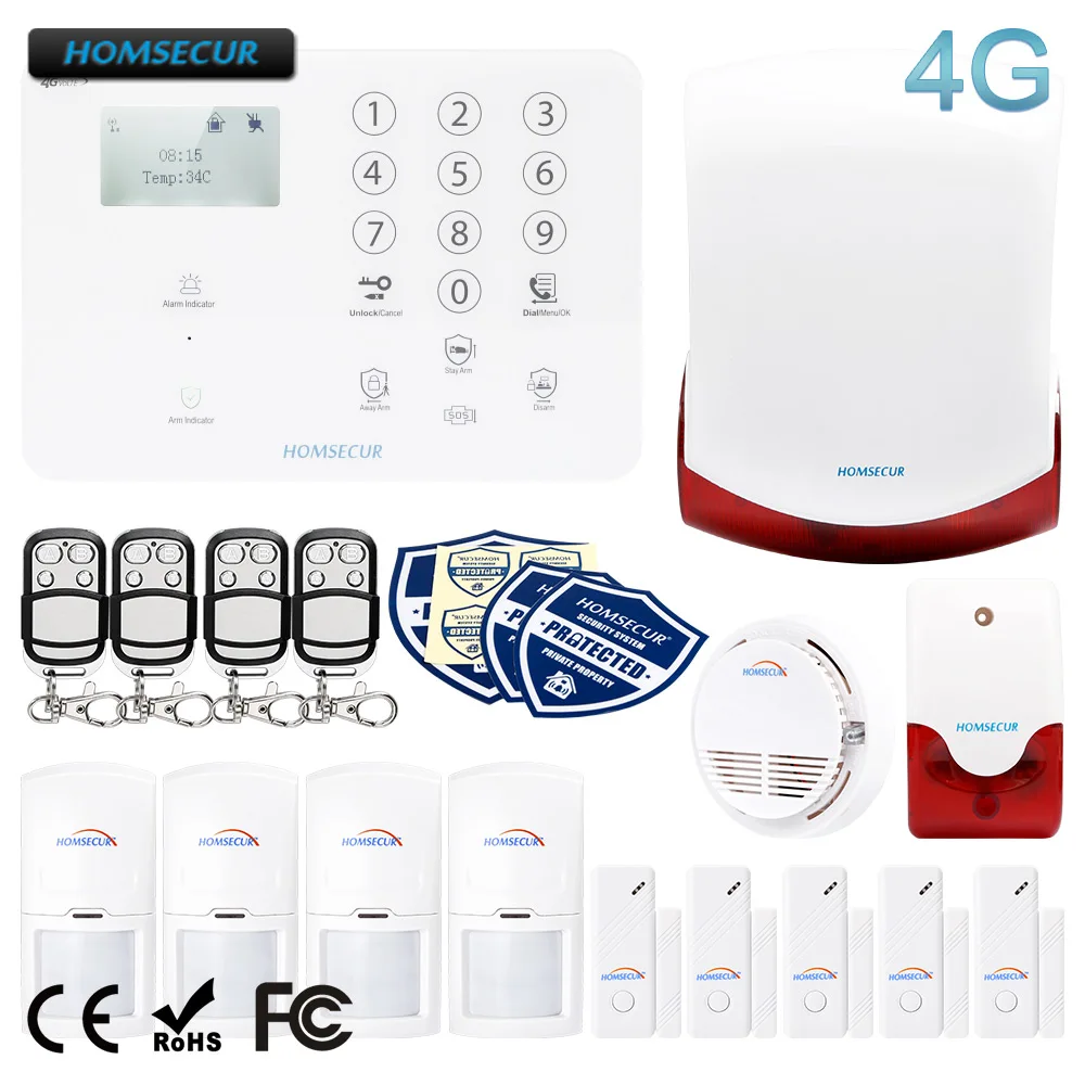 Homsecur беспроводный 4G SMS Autodial LCD домашняя система охранной сигнализации + IOS/Android APP