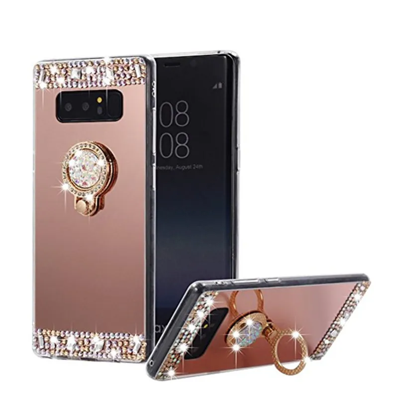 For Samsung galaxy J2 Pro 2018 A5 2017 S3 S4 S5 Note 3 4 5 8 9 J7 Neo Grand prime pro case Mirror crystal ring phone cover |