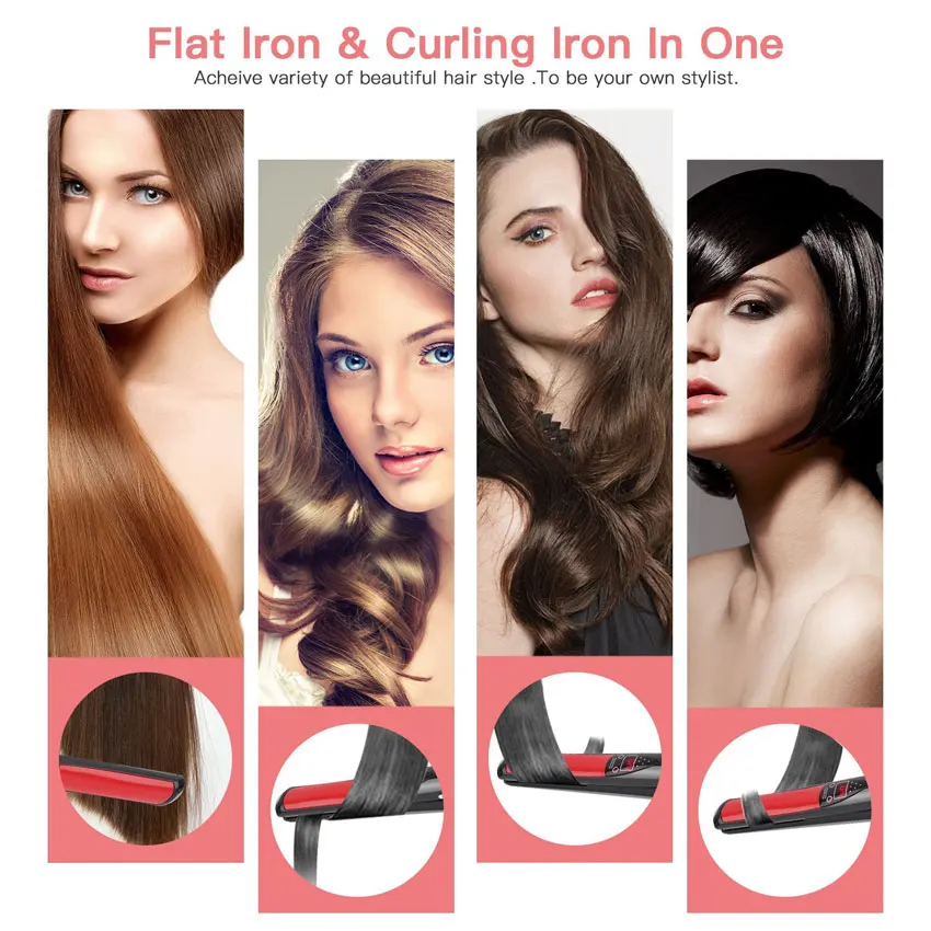 CLRLIFE ЖК дисплей Титановые пластины плоское железо выпрямление волос утюжок