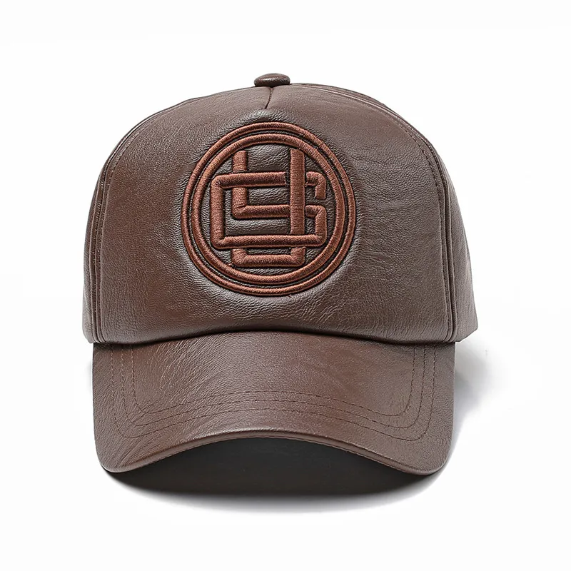 xthree New fall winter leather baseball cap faux leather winter hat snap back hat for men casual cap hat fashion high quality