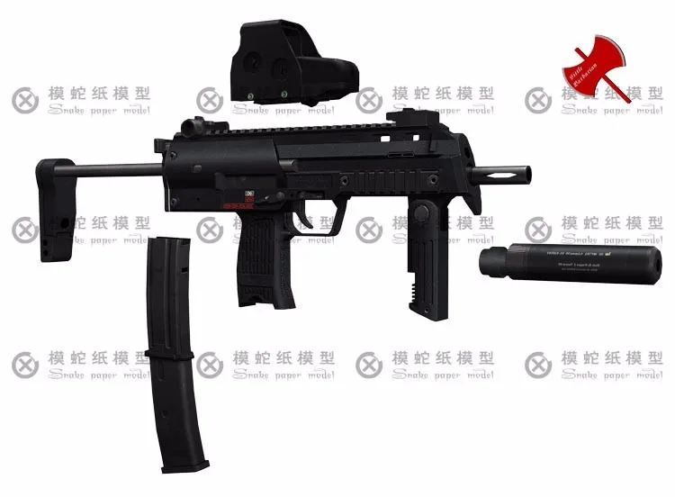 3D бумажная модель MP7A1 Штурмовая винтовка пистолет 1: 1 масштаб DIY бумажное изделие ручнйо работы игрушка