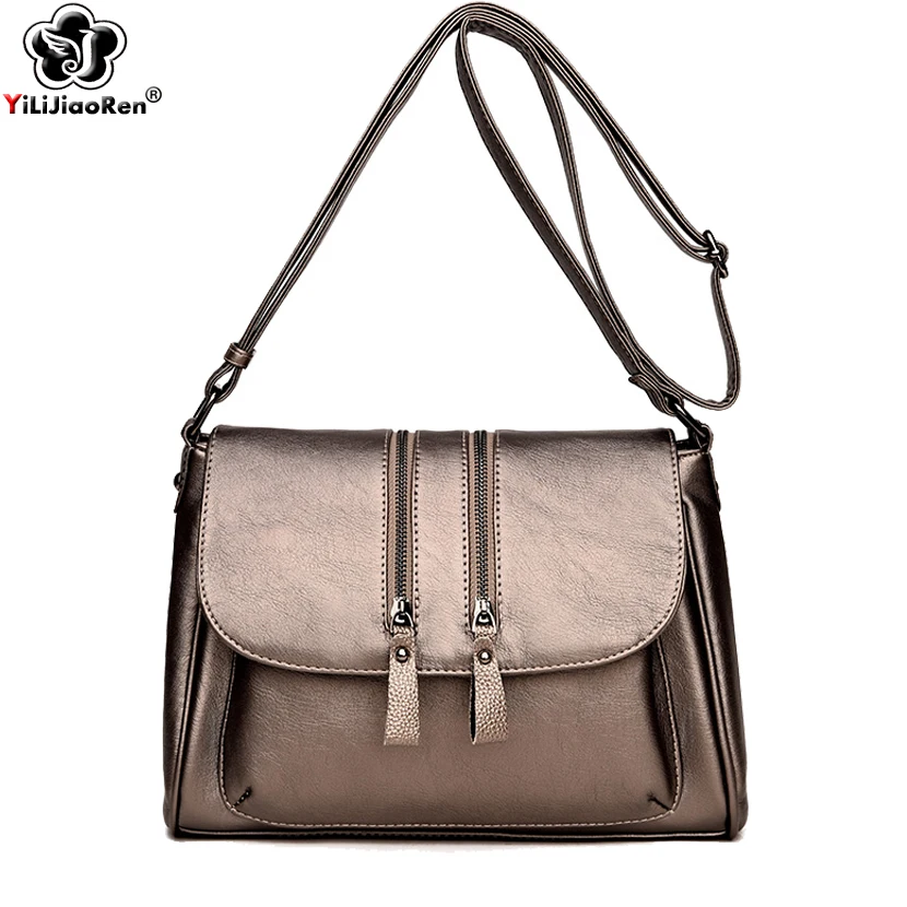 Повседневная сумка через плечо с двойной молнией для женщин роскошная брендовая