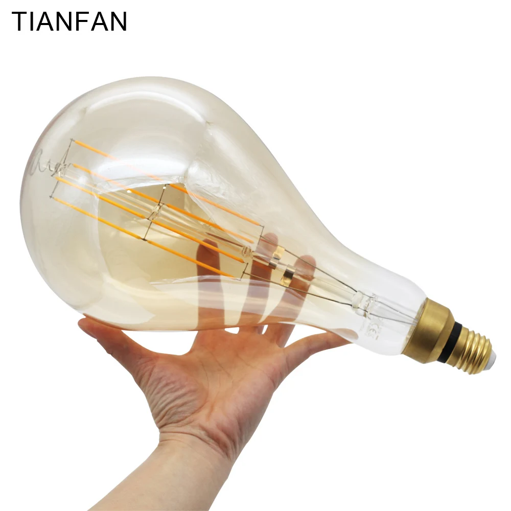 Tianfan A160 ретро лампы Эдисона E27 гостиной настенные украшения Праздничная лампа затемнения большой старинная светодиодная нить лампочки PS52 6 W 8 W