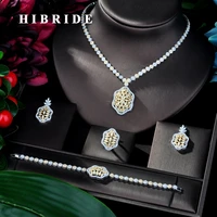 hibride latest fashion women wedding aaa cubic zirconia necklace earring dubai jewelry set jewellery addict bijoux femmel n 147