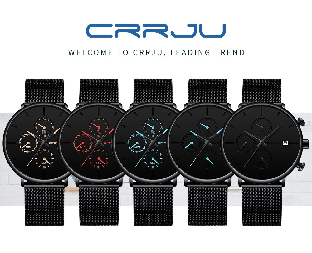 CRRJU мужские часы Reloj Hombre мужские часы Топ бренд класса люкс кварцевые часы с большим циферблатом спортивные водонепроницаемые мужские часы Saat