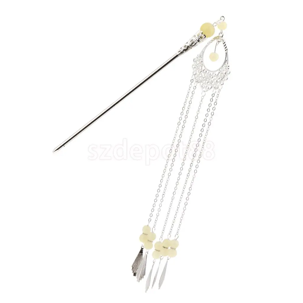 Винтажная Китайская традиционная палочка для волос TASSEL шаль булавка женский аксессуар для волос - Цвет: Yellow
