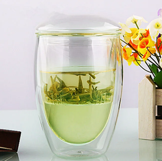 Ручная короткая питейная посуда кружки с двойными стенками стекло для чая