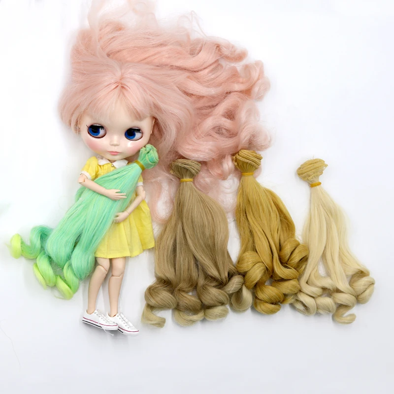 Фото Аксессуары для парика Msiredoll bjd, 1 шт., 20*100 см, кукольные волосы для 1/3, 1/4, 1/6, 1/12, курчавый парик с градиентом «сделай сам», бесплатная доставка №3