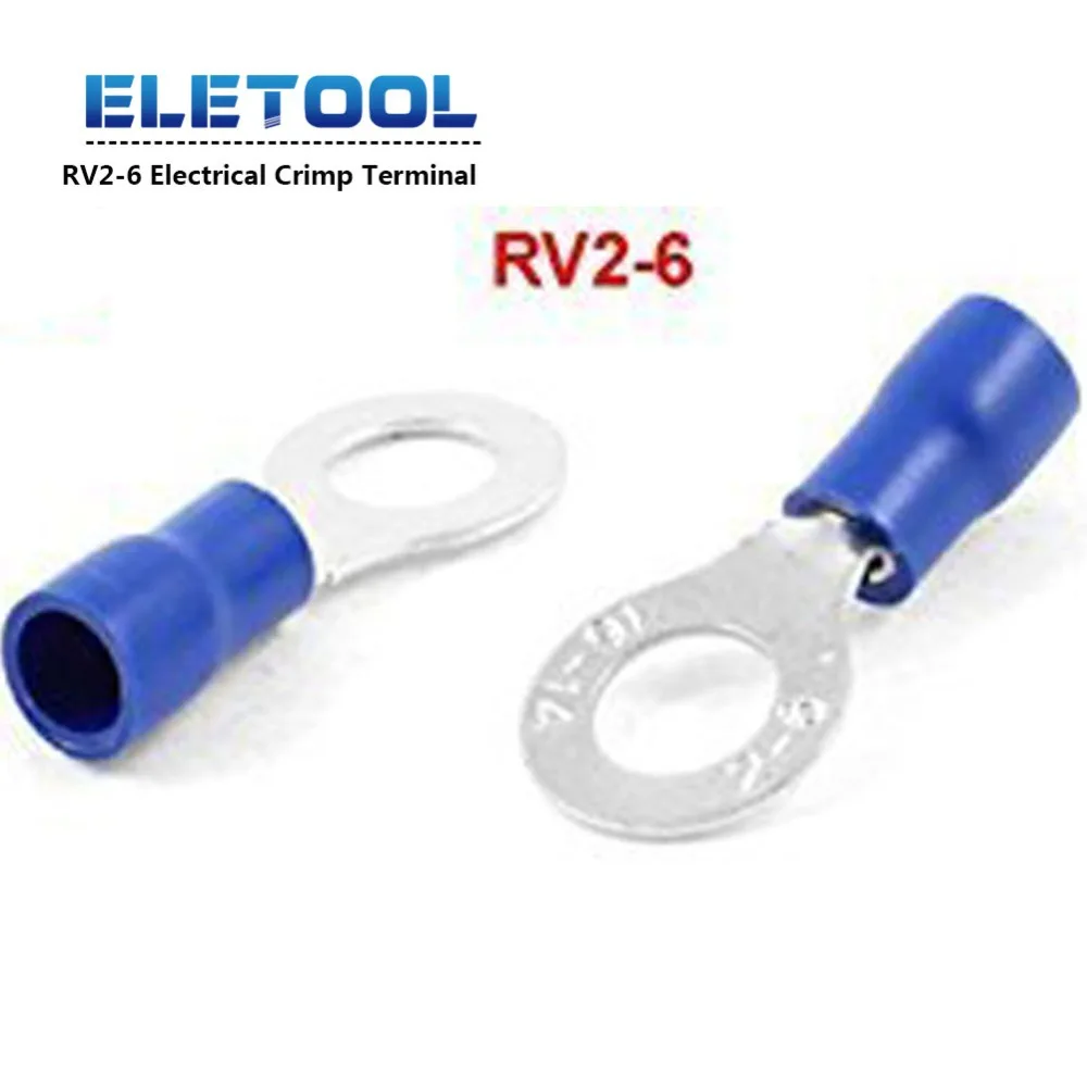 20 шт./компл. Электрический обжимной терминал RV2 6 AWG 16 14 синий кольцо изолированный