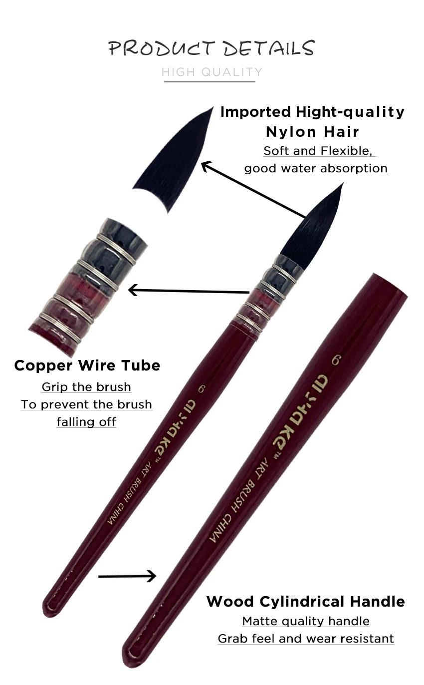 1 шт. кисти для рисования акварельным цветом, художественные кисти для рисования, набор кистей для рисования акварельным цветом, рисование гуашью, художественная живопись