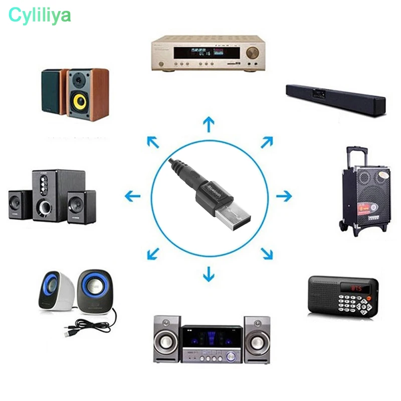 100 шт. USB беспроводной Bluetooth 3 5 мм AUX аудио звук стерео музыкальный приемник адаптер