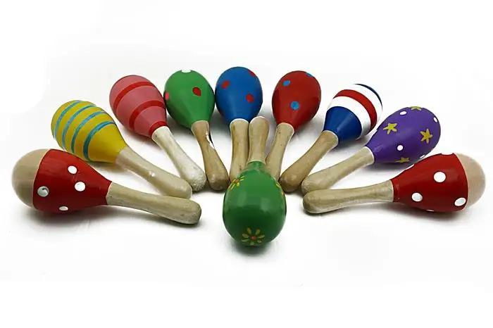 10 шт./лот новые деревянные погремушки Maraca детские музыкальные подарки для детей