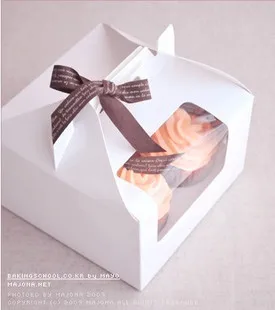 

Free shipping white transparent 4 cupcake horse cup cake portable box