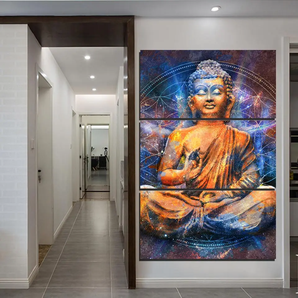 

HD Frame Top-Rated Canvas Print Art Painting 3 Piece Abstract Medit Buddha Home Decoration Modular Wall Picture For Living Room