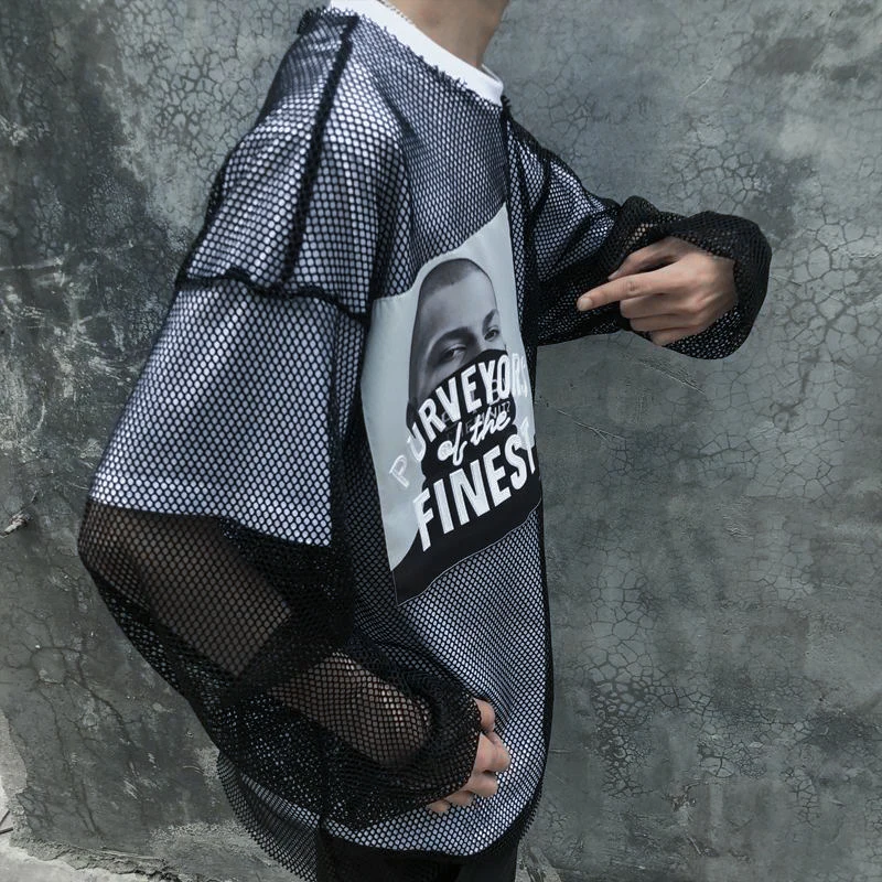 Летняя футболка с длинным рукавом для мужчин уличная одежда открытыми плечами