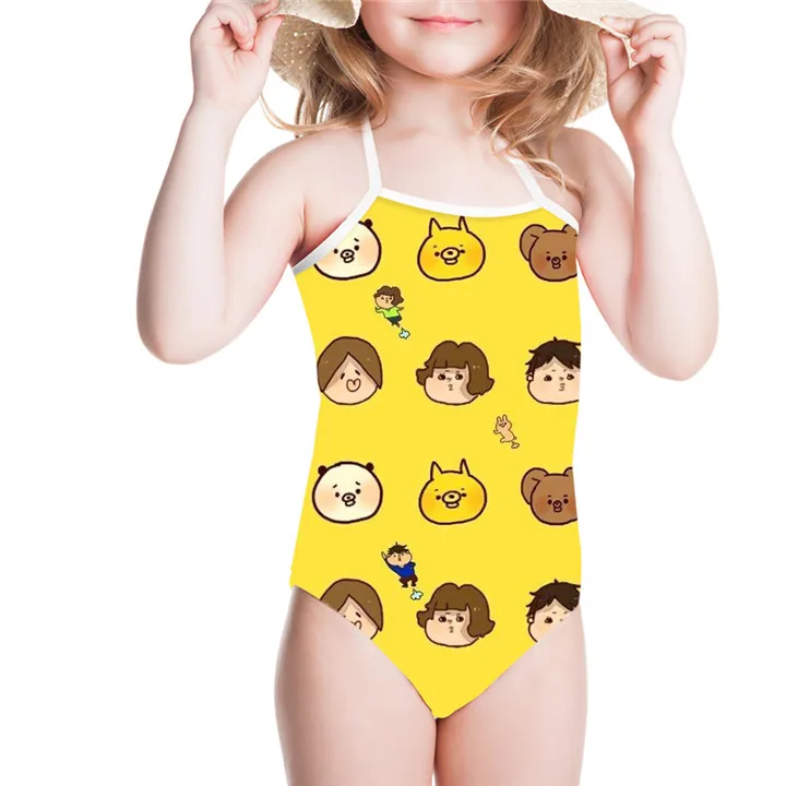 as picture THIKIN детский купальник Цельный Детский купальник Kawaii цветы кошки печать Купальники для девочек мультфильм купальный костюм Пляжная одежда - Цвет: as picture