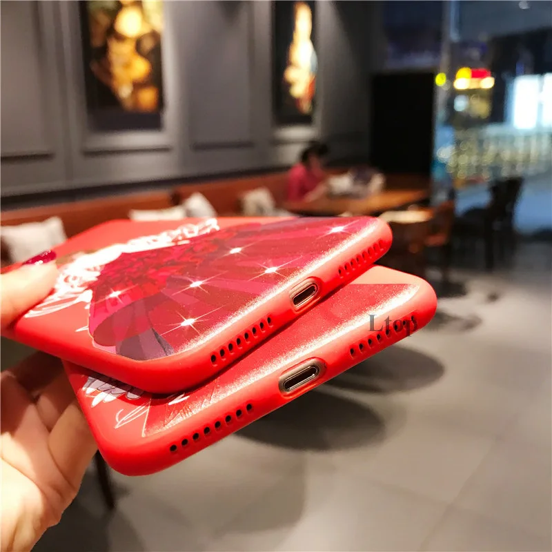 EVANKALX красный цвет чехол для iPhone 8 X XS 3D рельеф мягкий телефона Scoque Funda Capa 7 6 6s 5S se 5
