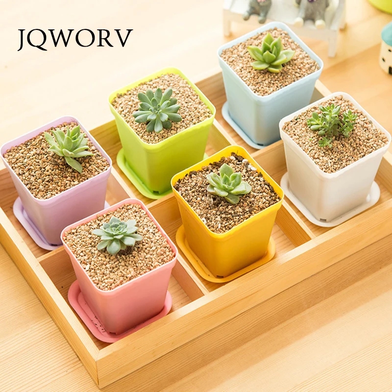 JQWORV пластиковый цветочный горшок мини красочные мясо настольная Горшечное
