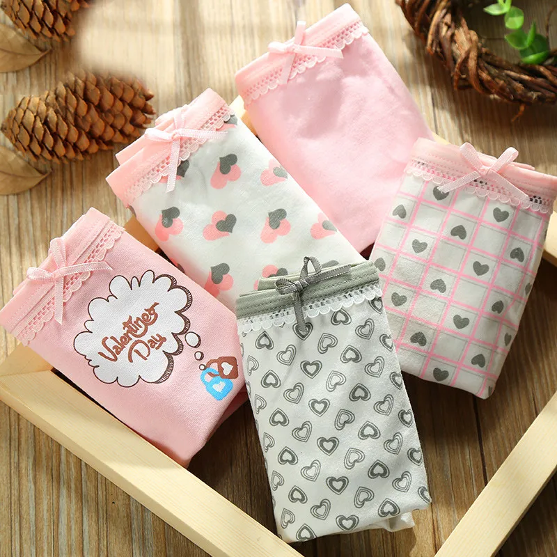 5 шт. женские трусики хлопковые трусы цветное нижнее белье с принтом для девочек