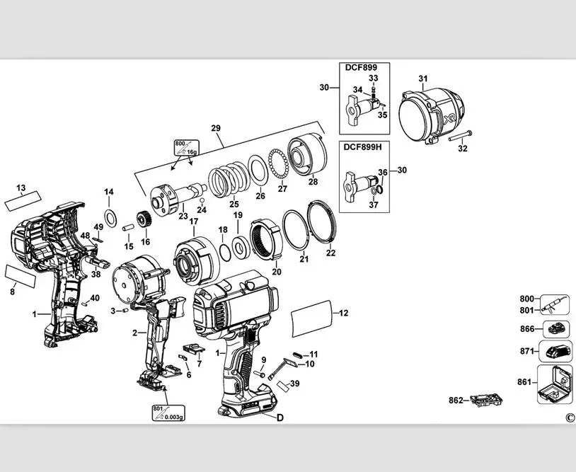DCF899 наковальня в сборе N415874 для Dewalt DCF899B DCF899M1 DCF899P1 DCF899P2|Аксессуары