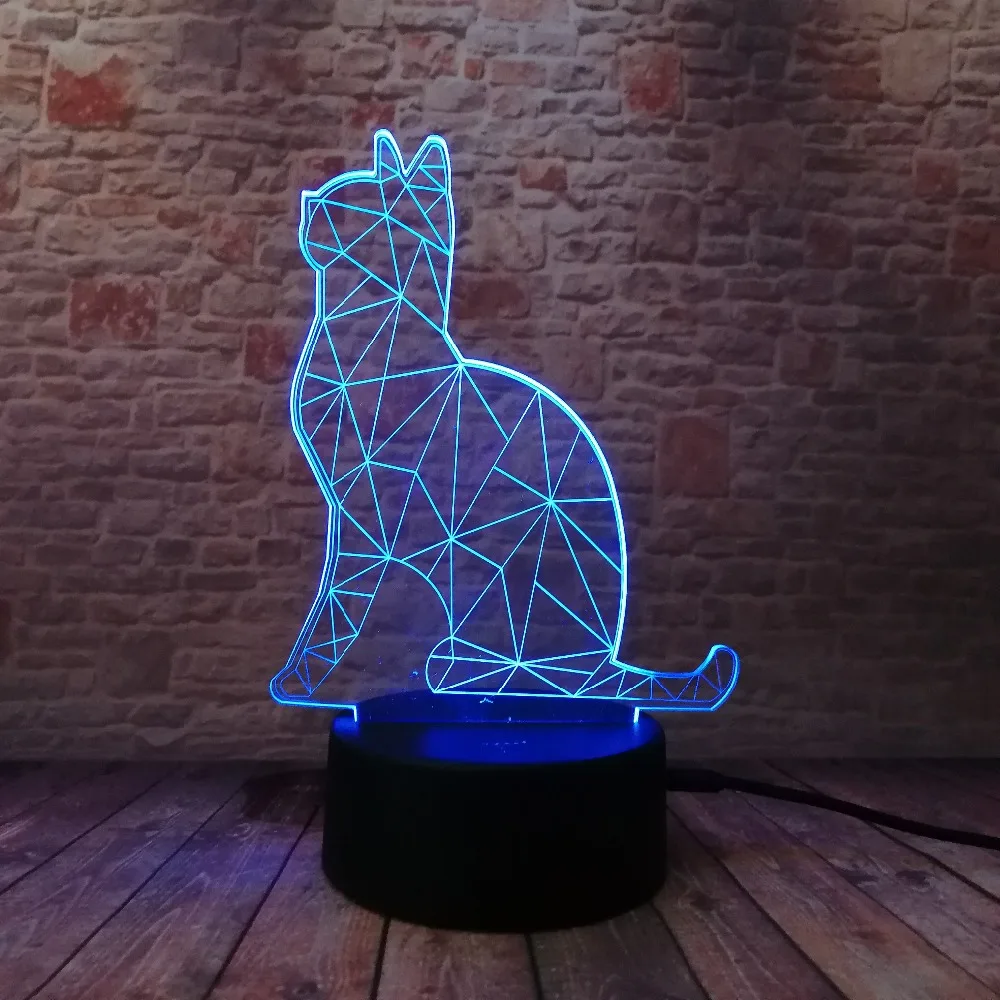 Горячая 3D Benumbed Cat 7 цветов меняющийся светодиодный ночной Светильник Иллюзия