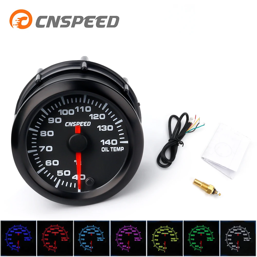 CNSPEED " 52 мм 12 В автоматический датчик температуры масла 40~ 140 C 7 Cplors светодиодный светильник Авто измеритель температуры масла