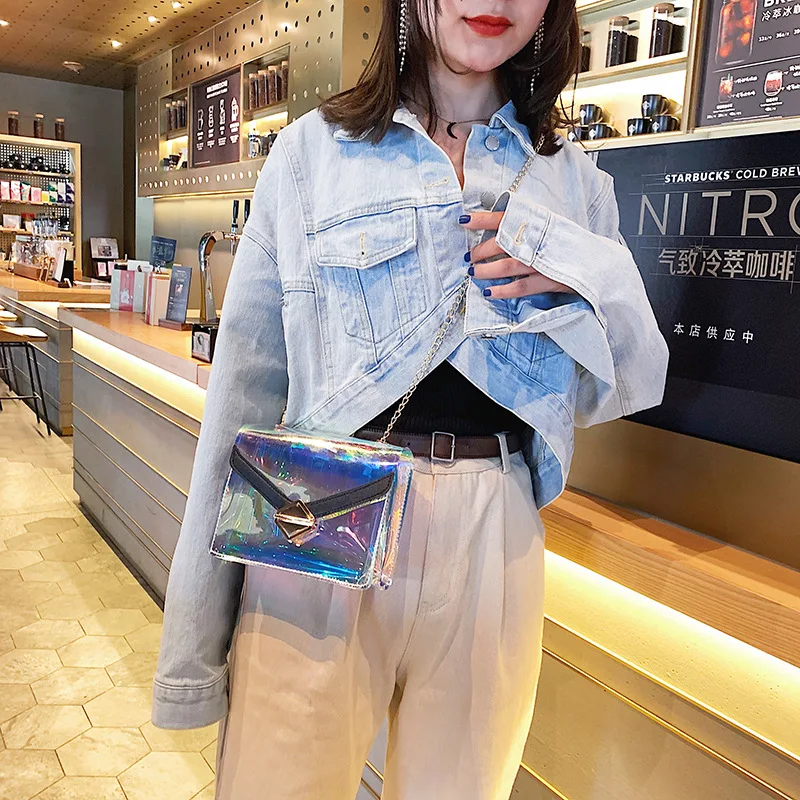 Сумки мессенджеры женская прозрачная сумка через плечо с цепочкой модные