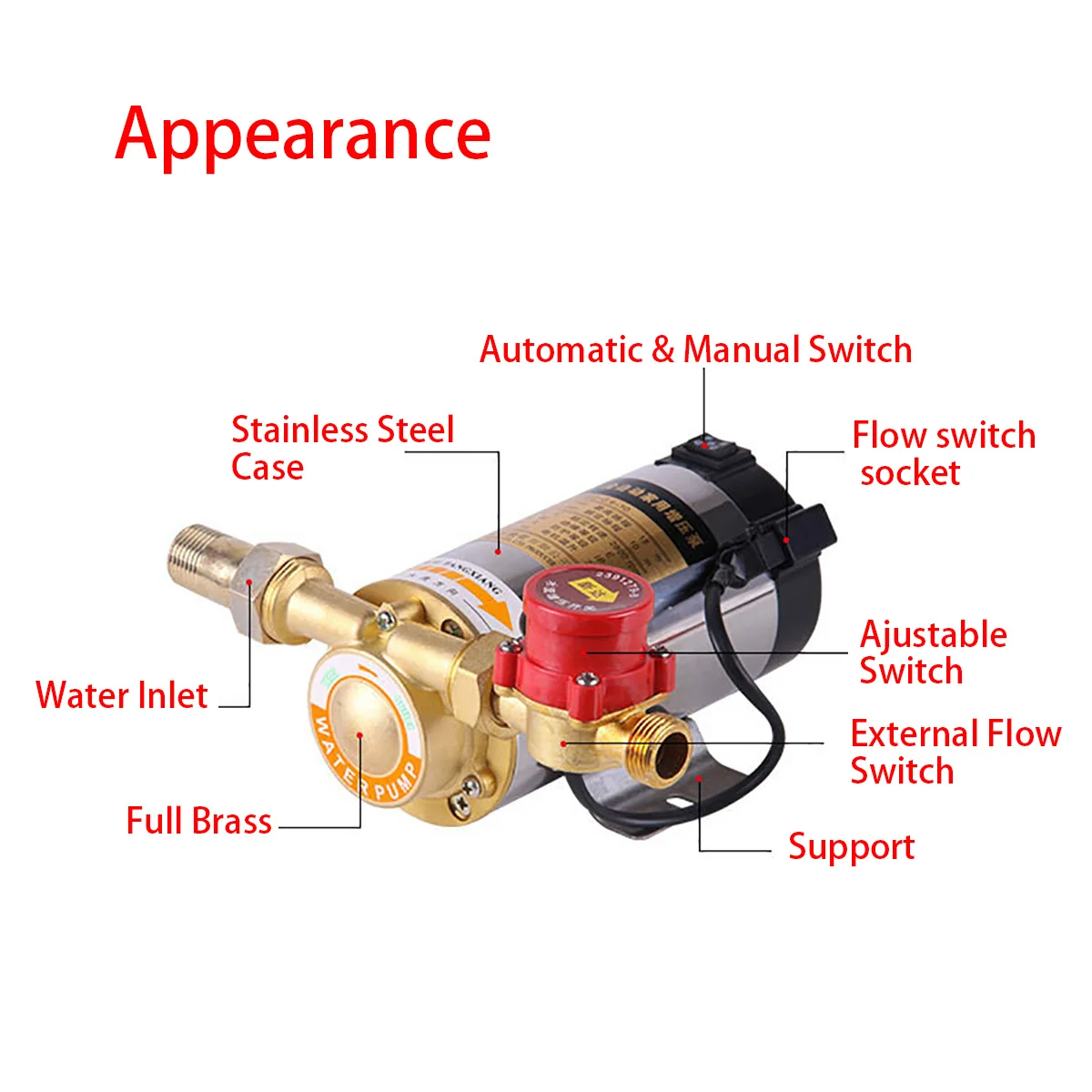 Бытовой бесшумный бустер насос для водопроводного трубопровода/нагревателя с