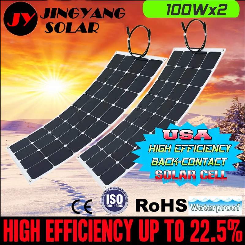 Солнечная панель Sunpower 200 Вт гибкое зарядное устройство для солнечных батарей