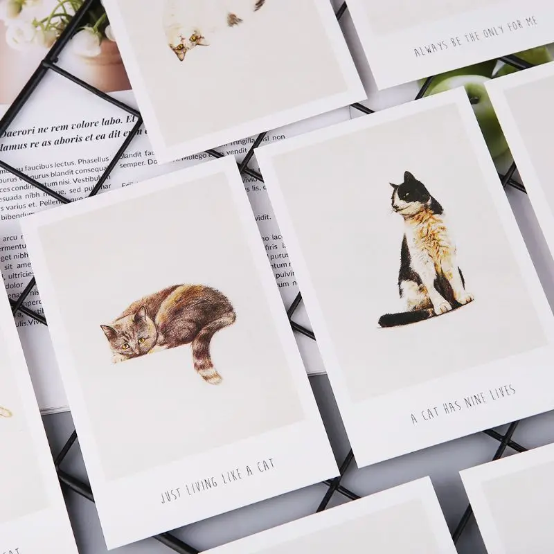 30 листов милых картин кошек ретро винтажная открытка Рождественский Новогодний