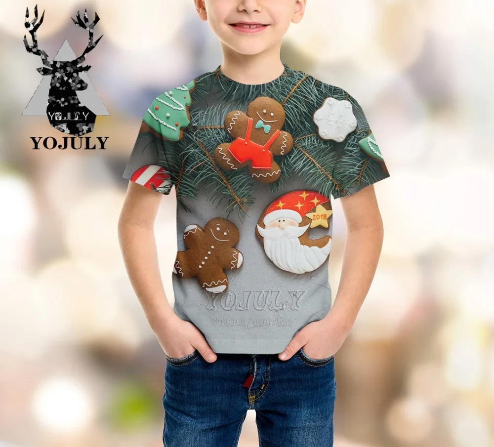YOJULY картофеля-фри печенье для мальчиков и девочек подростков 3d Футболка с принтом для детей, стильное джинсовое платье с коротким рукавом в стиле кэжуал футболки детская одежда летние A89