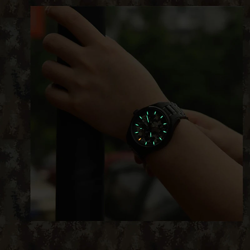 Светящиеся часы Carnival T25 Tritium мужские спортивные армейские камуфляжные кварцевые