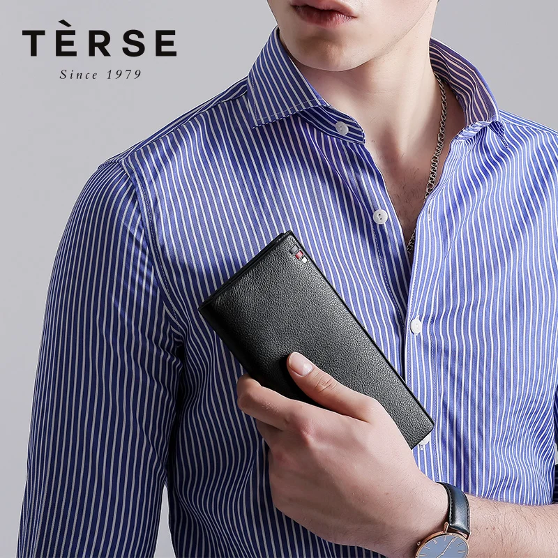 TERSE новый стиль Мужской Длинный кошелек черный цвет натуральная кожа большая