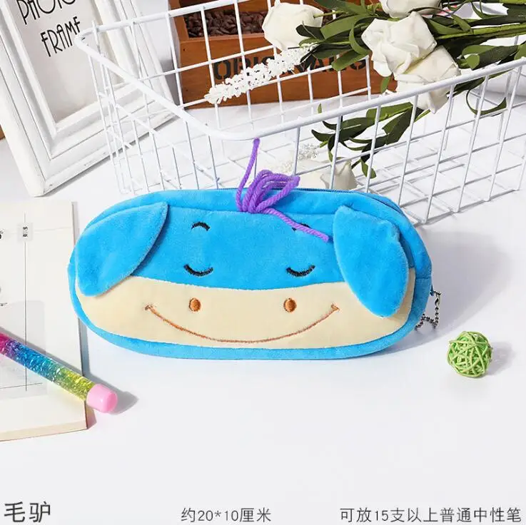 Kawaii моделирование фрукты пенал с животными короткие плюшевые Школьные Канцелярские ручки сумка для девочек и мальчиков школьные принадлежности