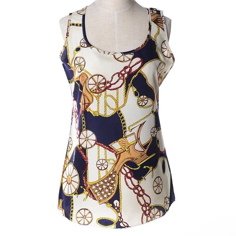 Летняя стильная блузка с принтом 2017 новая женская шифоновая майка Женский