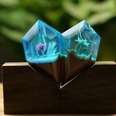New Dried Flower Resin Craft Blood Sandalwood Ebony Broken Seal Micro Landscape for Jewelry Decoration