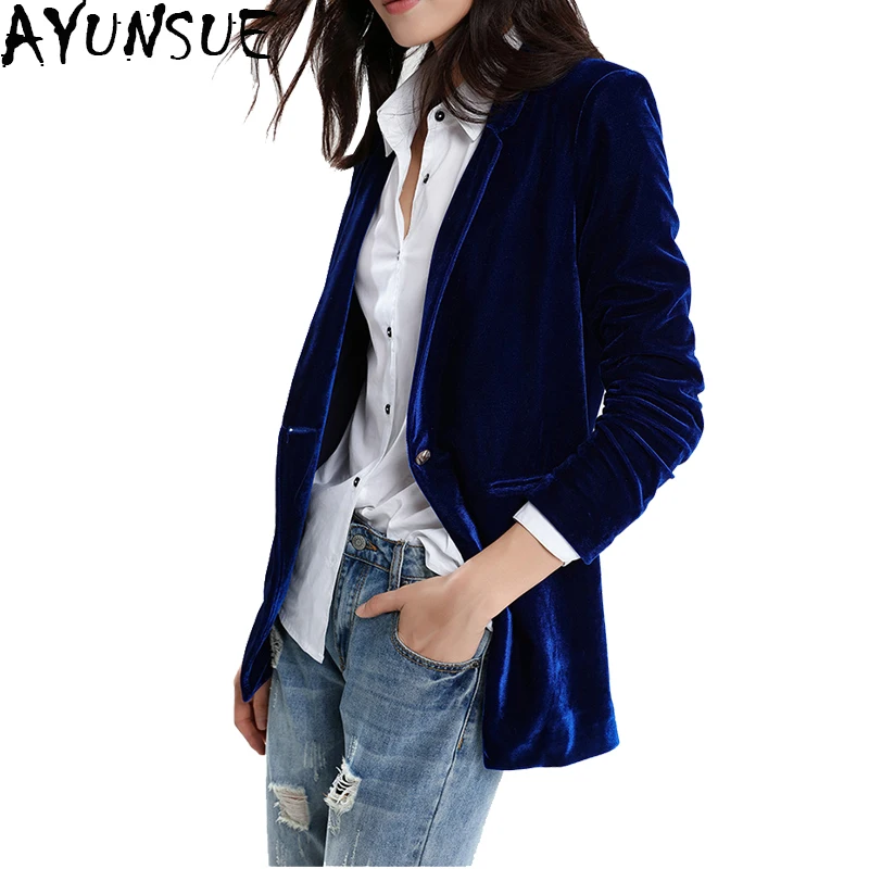 AYUNSUE Новинка 2021 весна осень женские блейзеры офисная синяя одежда Европейский