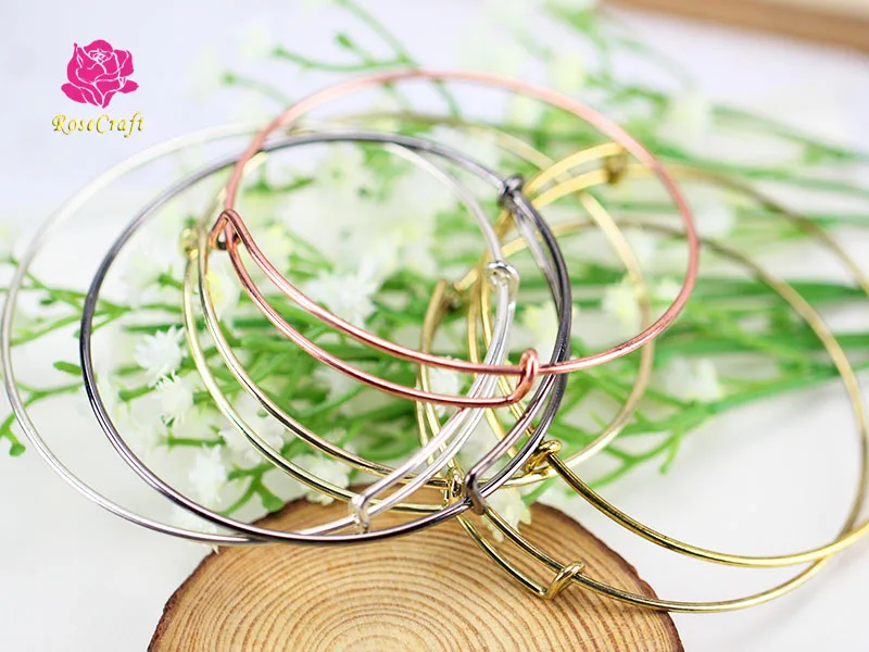 

50pcs/lot 50/63mm Adjustable Wire Bangles Bracelet Metal Alloy Handmade Charms Bracelets Bangles DIY Bracelet Making