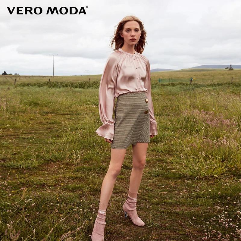 Vero Moda осень креативный пошив металлические пуговицы Хаундстут юбка | 318316517