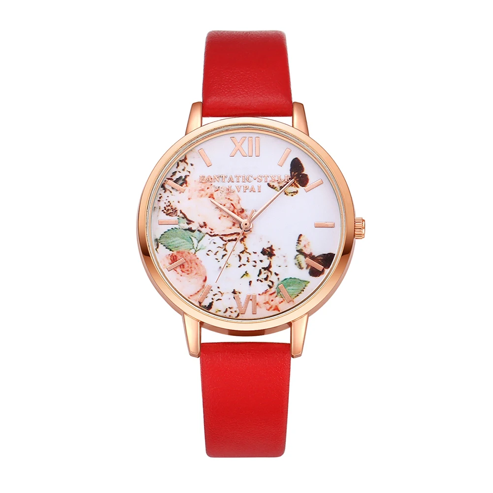 Женские часы бабочки черные женские модные с розовыми цветами relojes mujer bayan saat|saat