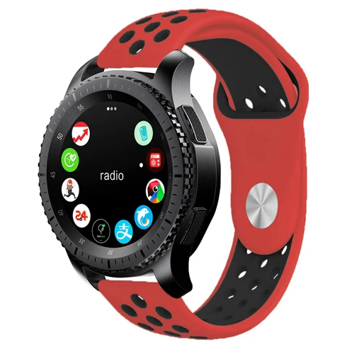 red black 22 мм 20 мм ремешок для часов samsung galaxy watch active 46 мм gear S3 frontier 42 мм huawei watch gt ремешок силиконовый ремешок для часов - Цвет ремешка: red black