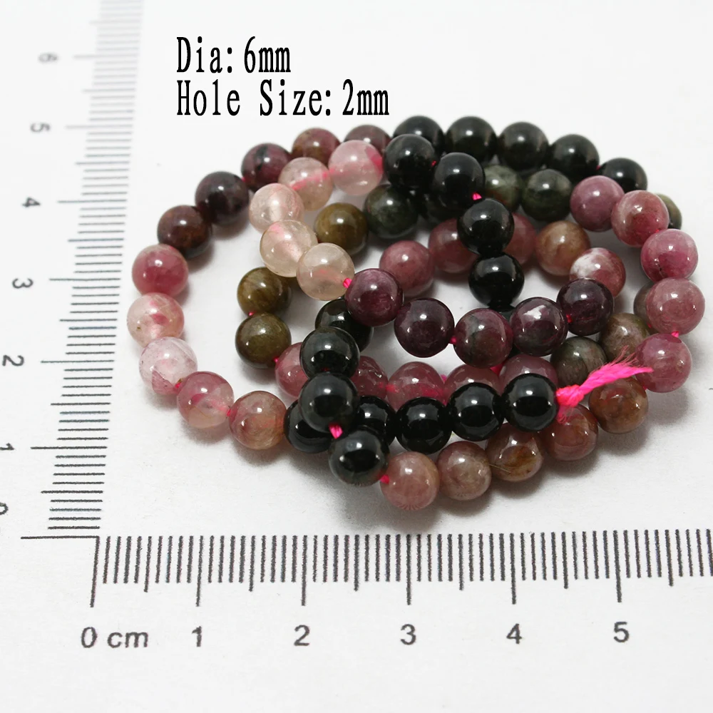 Бесплатная доставка круглые бусины из натурального турмалина высшего качества