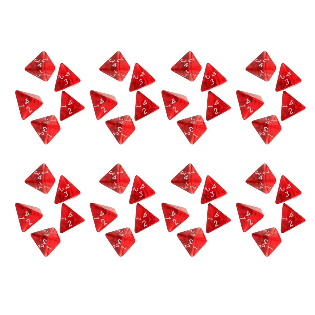 40 Pcs Dice Set D4 for D&ampD Board Game Red Acrylic Polyhedral Bulk Cup | Спорт и развлечения