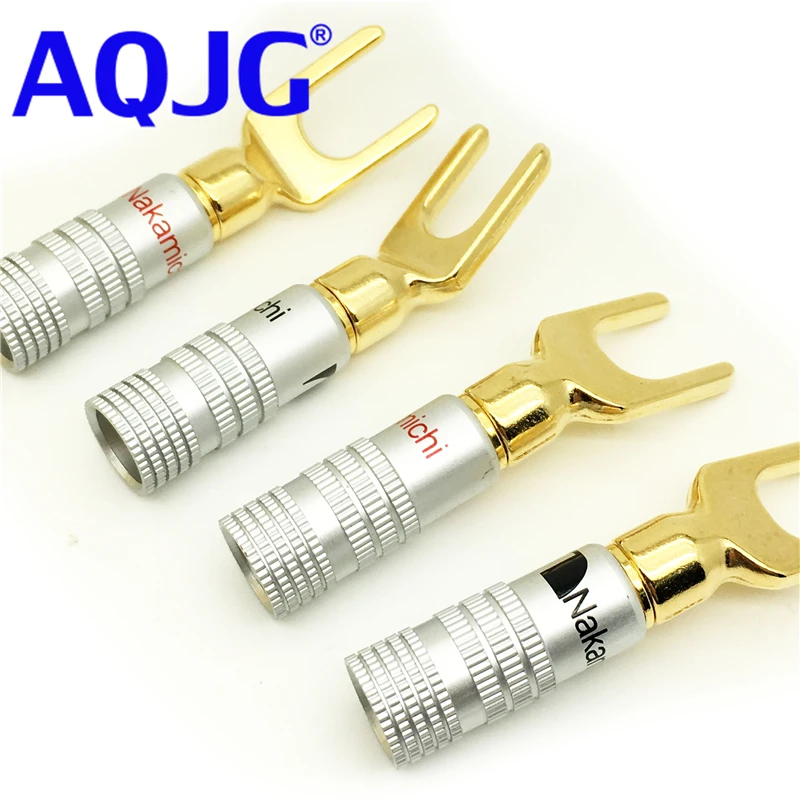 

100PCS Gold Plated Nakamichi Brass Y Y U- type Screw Spade Terminal Banana Plug Speaker Cable Wire Connectors